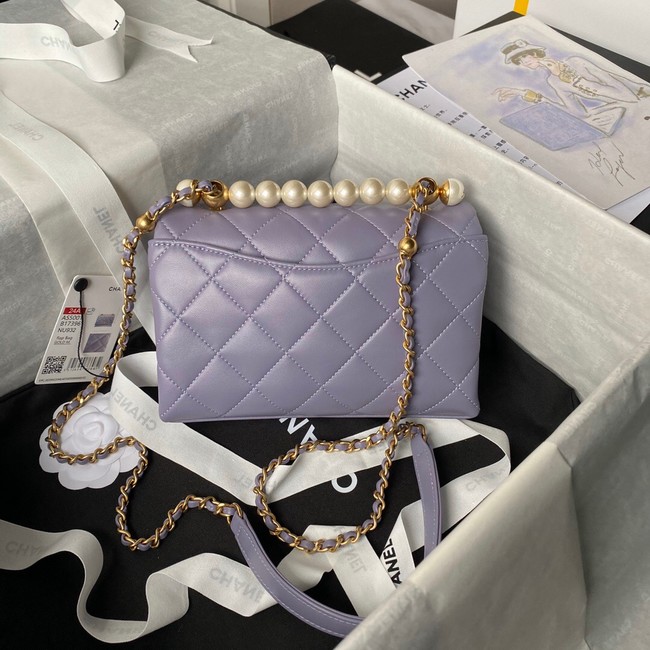 Chanel MINI FLAP BAG WITH TOP HANDLE AS5001 Light Purple