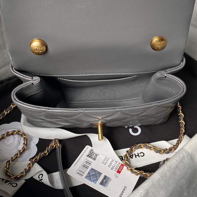 Chanel MINI FLAP BAG WITH TOP HANDLE AS5001 gray