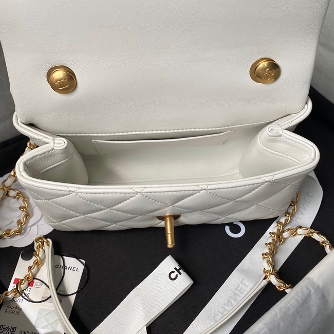 Chanel MINI FLAP BAG WITH TOP HANDLE AS5001 white