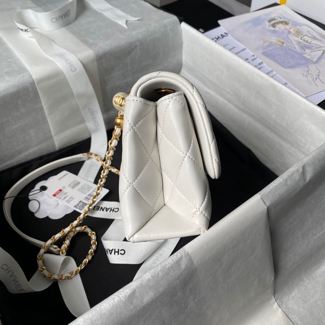 Chanel MINI FLAP BAG WITH TOP HANDLE AS5001 white