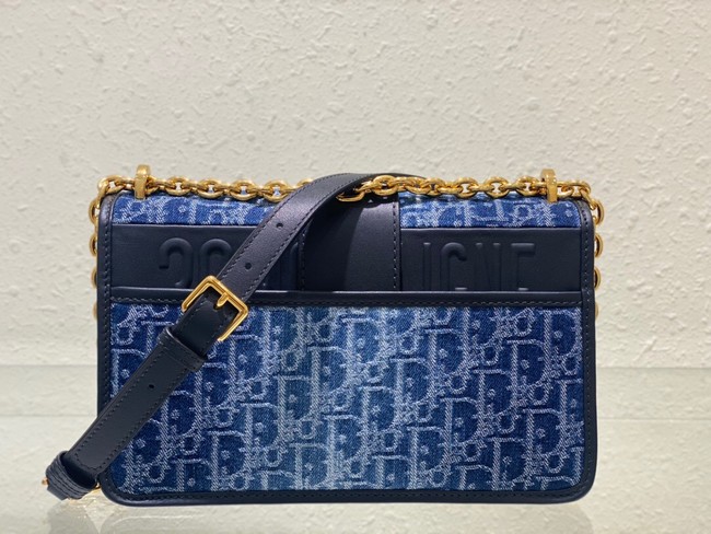 DIOR 30 Montaigne East-West Bag with Chain Blue Denim Dior Oblique Jacquard M9334UDC