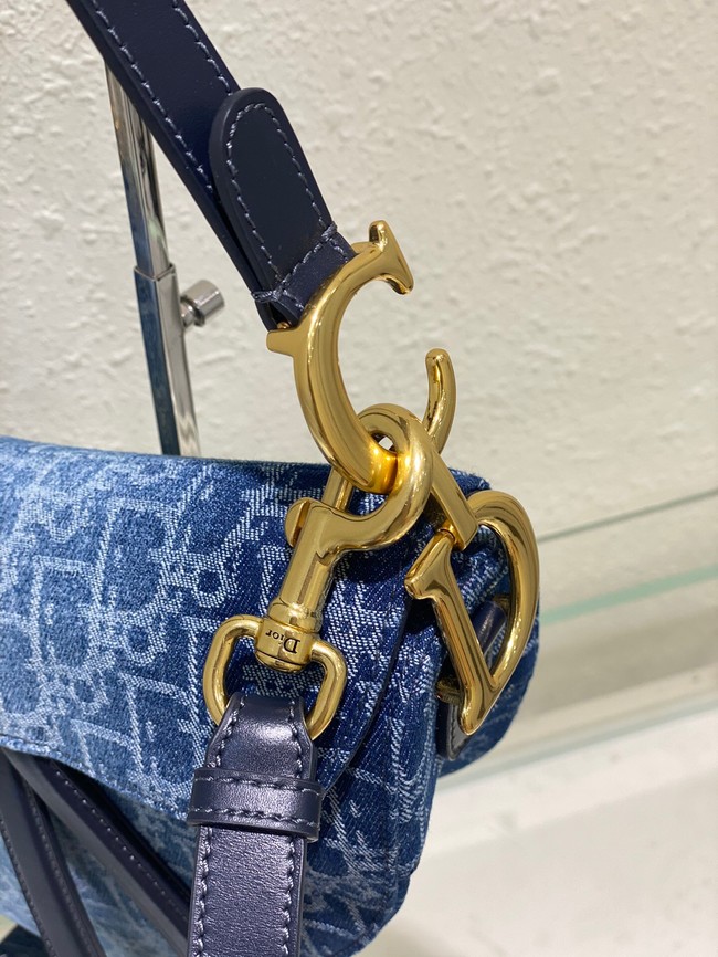 DIOR Saddle Bag with Strap Blue Denim Dior Oblique Jacquard M0455CDC