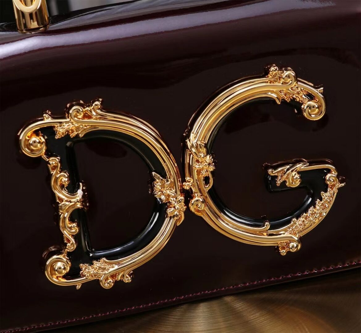 Dolce & Gabbana Patent leather Shoulder Bag G6504 Burgundy