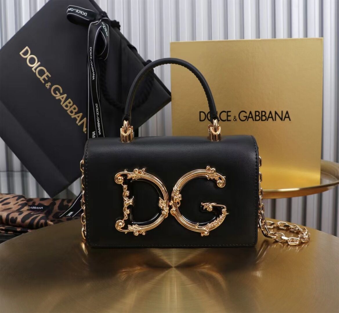Dolce & Gabbana leather Shoulder Bag G6504 black