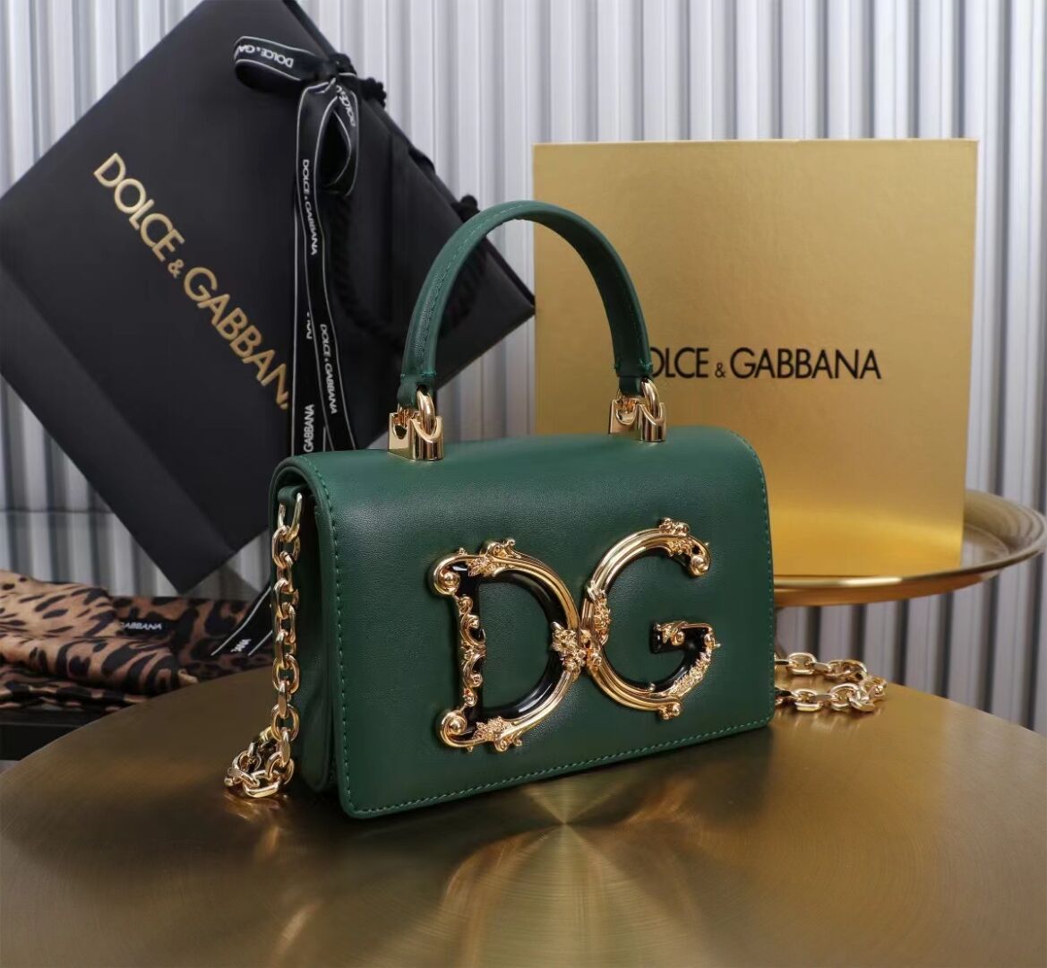 Dolce & Gabbana leather Shoulder Bag G6504 green