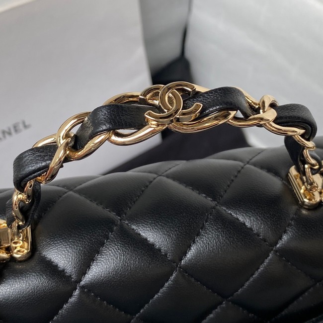 Chanel 24A mini flap bag with top handle AS2431 BLACK