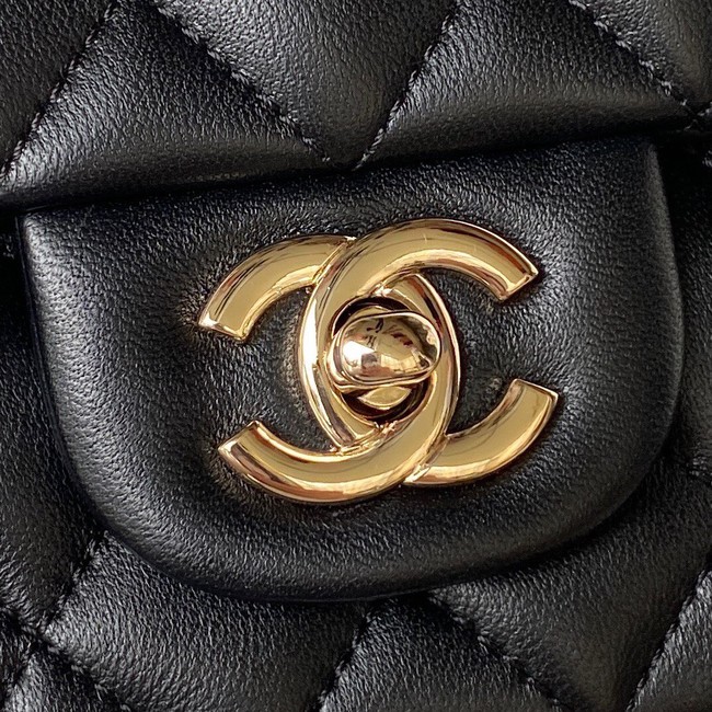 Chanel 24A mini flap bag with top handle AS2431 BLACK