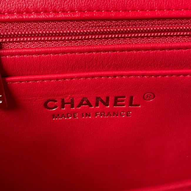 Chanel 24A mini flap bag with top handle AS2431 RED