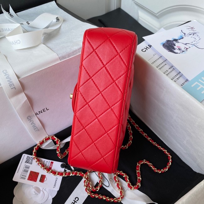 Chanel 24A mini flap bag with top handle AS2431 RED