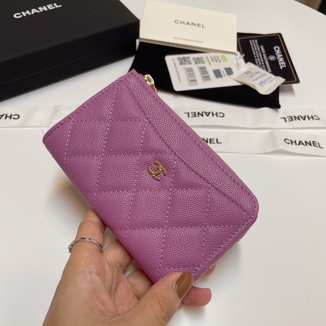 Chanel CLASSIC CARD HOLDER AP3179 Purple