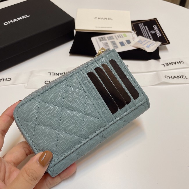 Chanel CLASSIC CARD HOLDER AP3179 sky blue