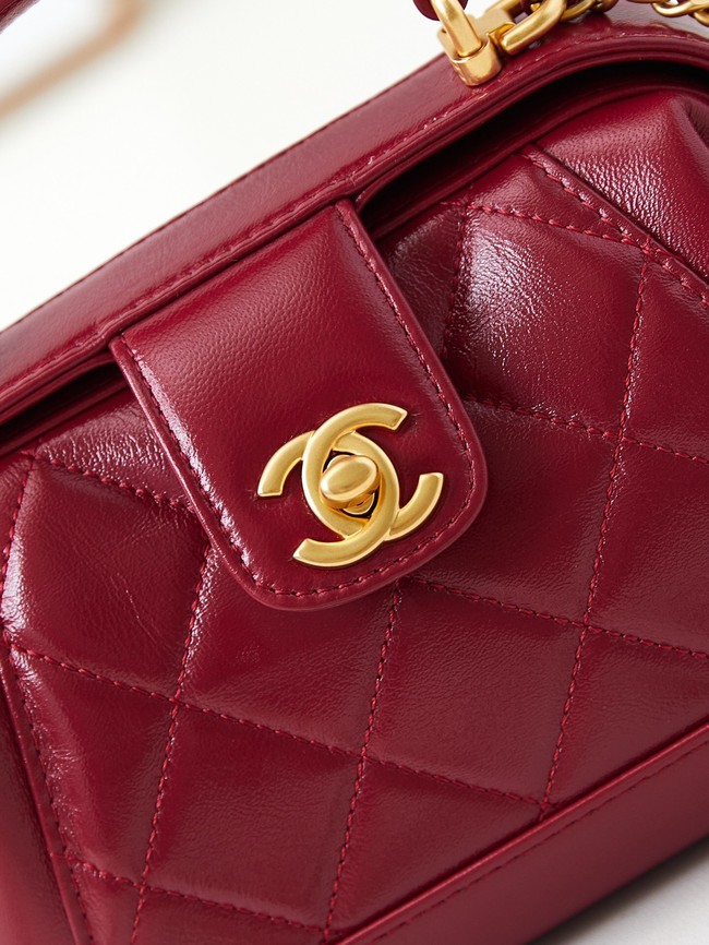 CHANEL 24A MINI BAG WITH TOP HANDLE AS4958 Burgundy