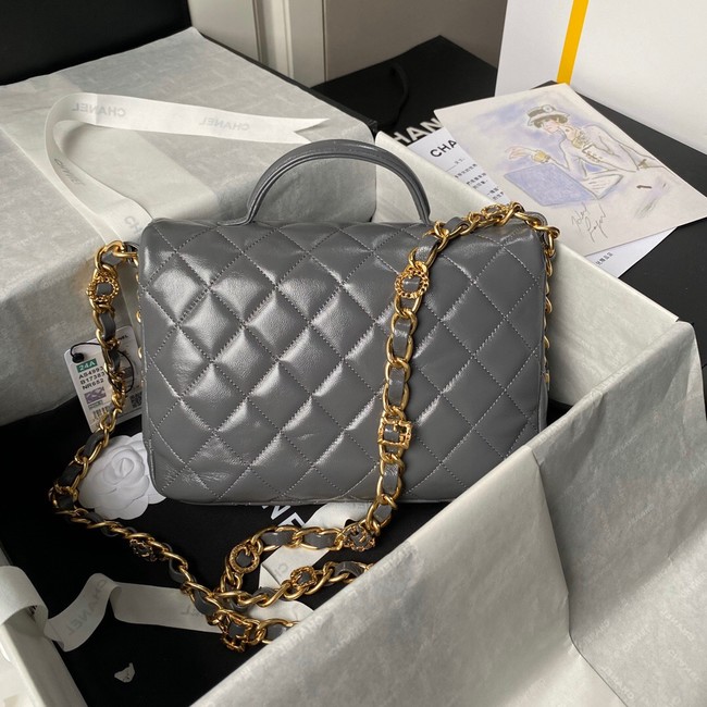 CHANEL 24A SMALL FLAP BAG WITH TOP HANDLE AS4993 Gray