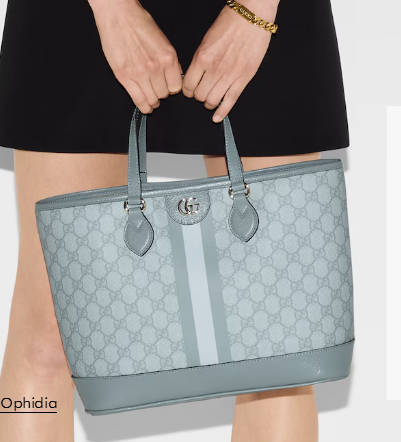 GUCCI OPHIDIA SMALL TOTE BAG 765043 Dusty blue