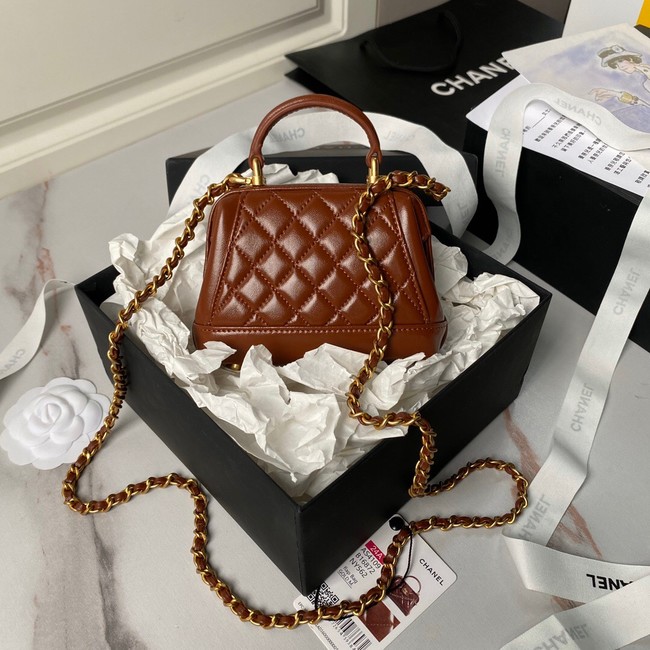 CHANEL 24A MINI BAG WITH TOP HANDLE AS4109 brown