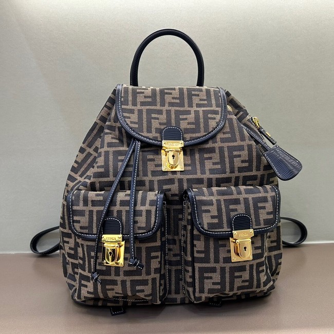 Fendi FF Jacquard Fendi Strike Medium fabric backpack 7VZ0059 brown