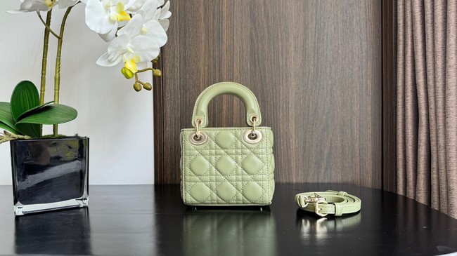 Lady Dior Micro Bag light green Cannage Lambskin S0856O