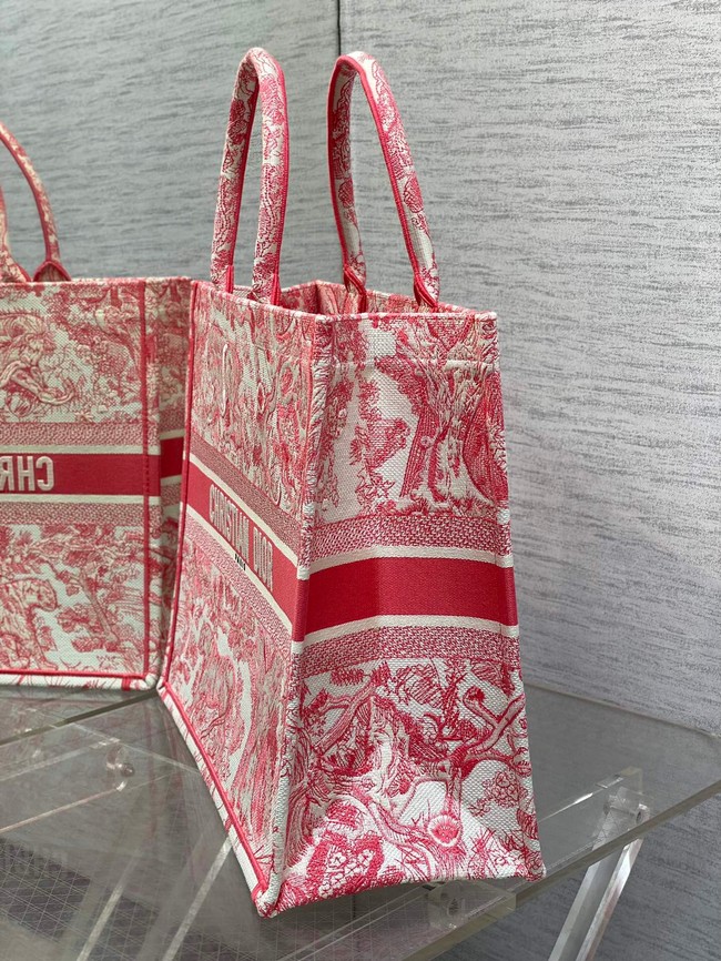 Large Dioriviera Dior Book Tote Candy Pink Toile de Jouy Embroidery M1286ZE