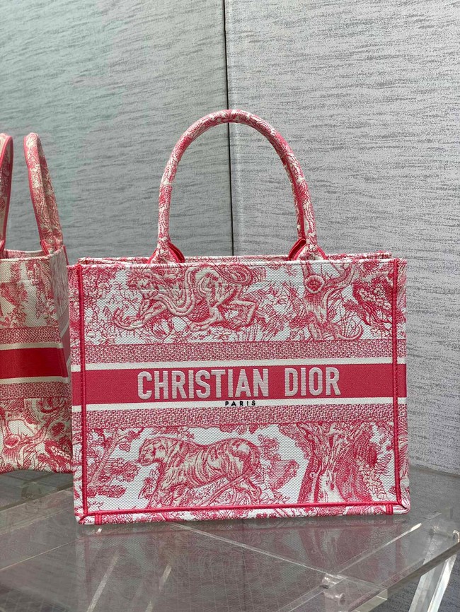 Medium Dioriviera Dior Book Tote Candy Pink Toile de Jouy Embroidery M1296Z