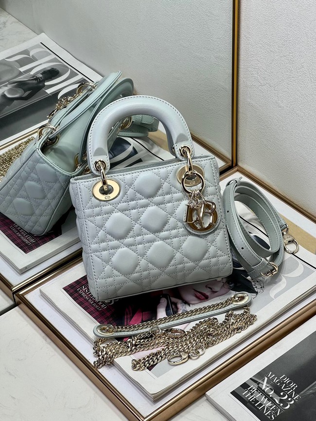 Mini Lady Dior Bag Pale Blue Cannage Lambskin M0505O