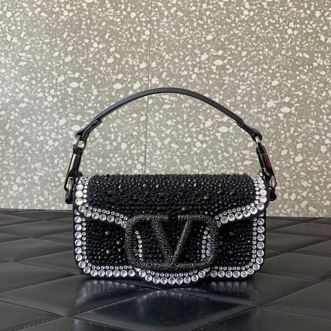 VALENTINO Super Mini Loco imitation crystal chain bag 5013 black