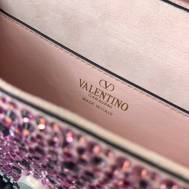 VALENTINO Super Mini Loco imitation crystal chain bag 5013 pink