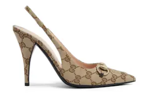 Gucci WOMENS GG CANVAS SLINGBACK PUMP 11221-1