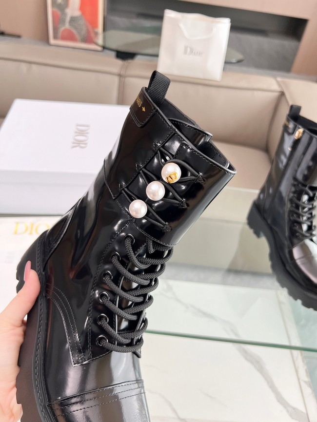 Dior D-Strike Ankle Boot Black Matte Calfskin and White Resin Pearls KCI993C-2