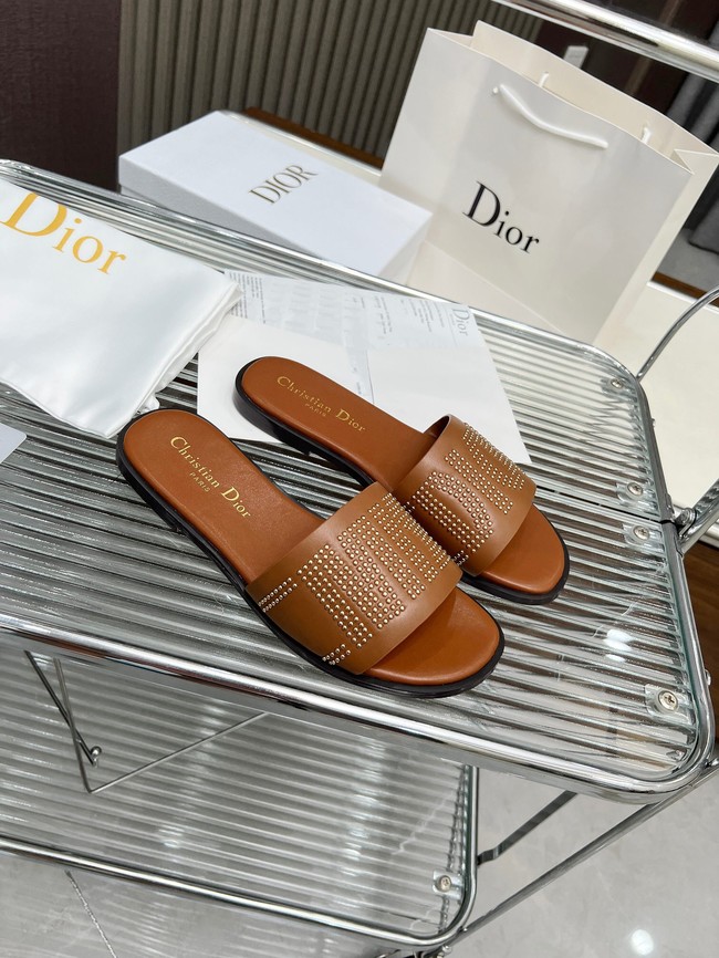 Dior Dway Slide Calfskin and Gold-Finish Studs KCO138CT-1