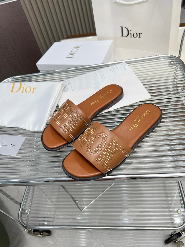 Dior Dway Slide Calfskin and Gold-Finish Studs KCO138CT-1