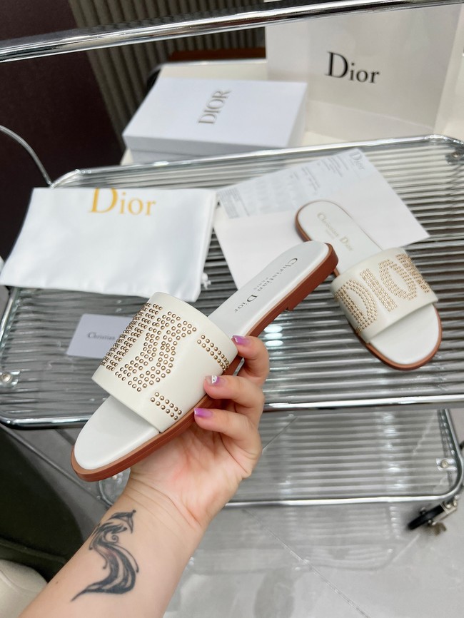 Dior Dway Slide Calfskin and Gold-Finish Studs KCO138CT-2