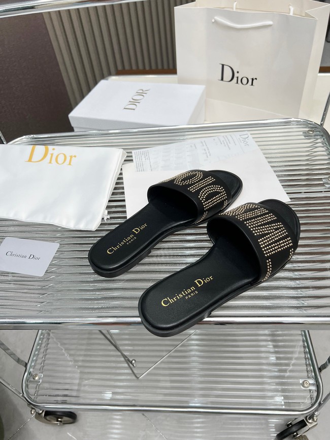 Dior Dway Slide Calfskin and Gold-Finish Studs KCO138CT-3