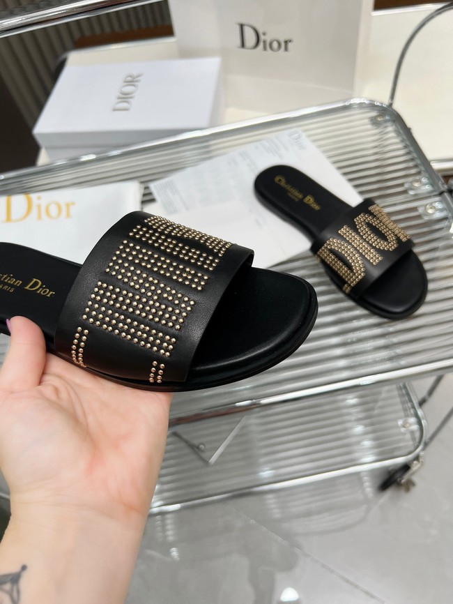 Dior Dway Slide Calfskin and Gold-Finish Studs KCO138CT-3