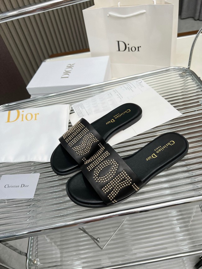 Dior Dway Slide Calfskin and Gold-Finish Studs KCO138CT-3