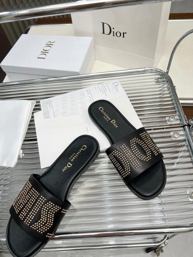 Dior Dway Slide Calfskin and Gold-Finish Studs KCO138CT-3