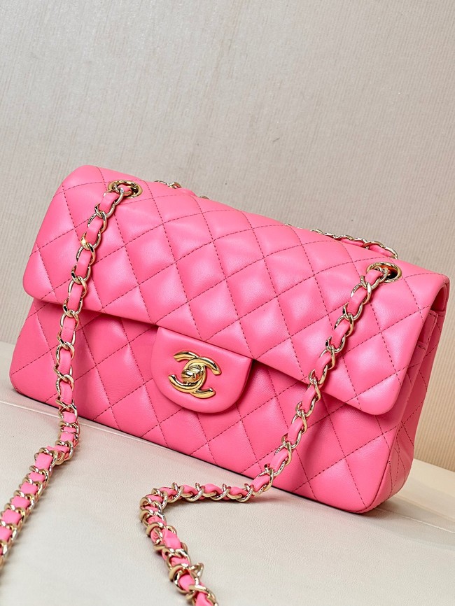 Chanel CLASSIC HANDBAG Lambskin & Gold-Tone Metal A01113 Fuchsia