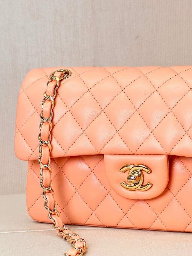 Chanel CLASSIC HANDBAG Lambskin & Gold-Tone Metal A01113 orange