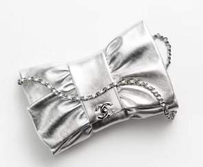 Chanel CLUTCH Metallic Lambskin & Silver-Tone Metal AS5129 Silver