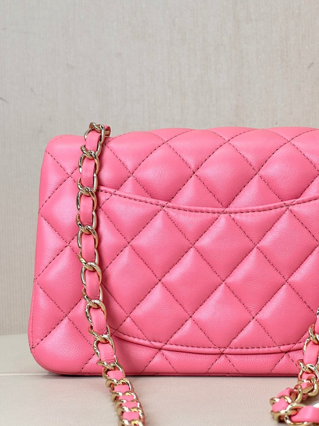 Chanel MINI CLASSIC HANDBAG Lambskin & Gold-Tone Metal A69900  Fuchsia