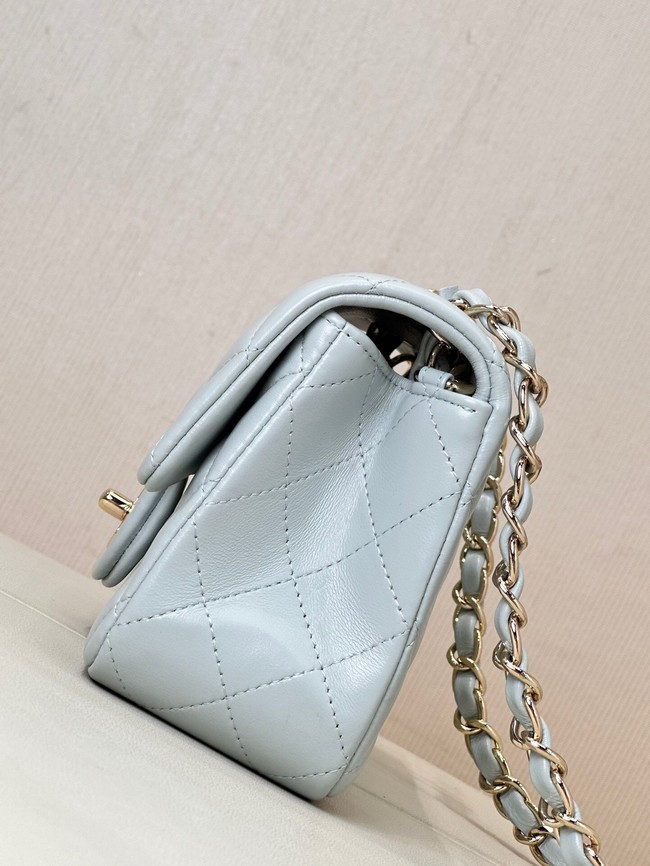 Chanel MINI CLASSIC HANDBAG Lambskin & Gold-Tone Metal A69900 light blue