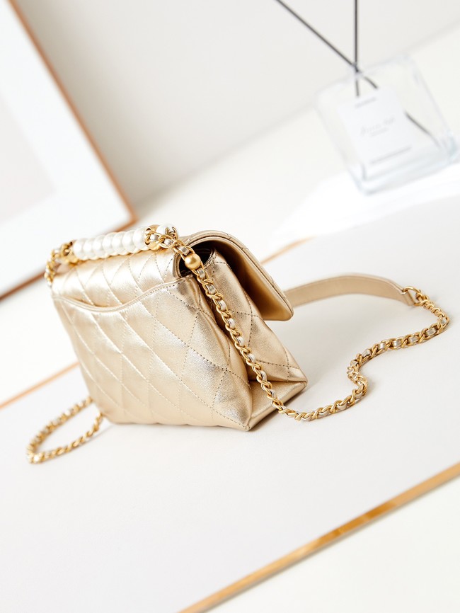 Chanel MINI FLAP BAG WITH TOP HANDLE AS5001 gold