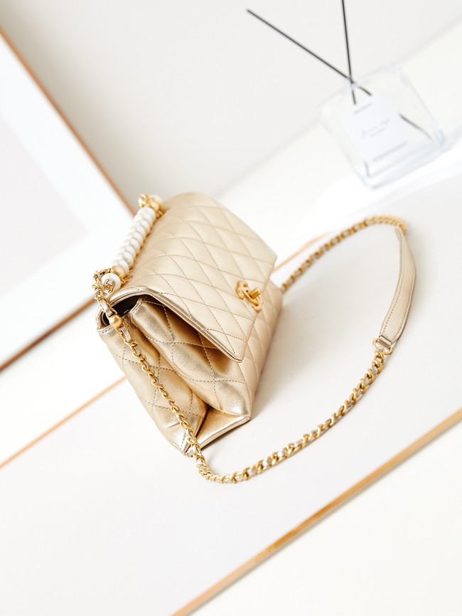 Chanel SMALL FLAP BAG WITH TOP HANDLE AS4997 gold