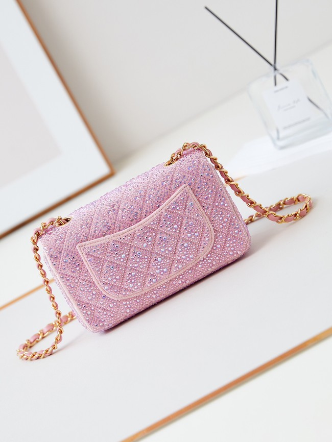 Chanel MINI CLASSIC HANDBAG imitation crystal chain bag A69900 pink