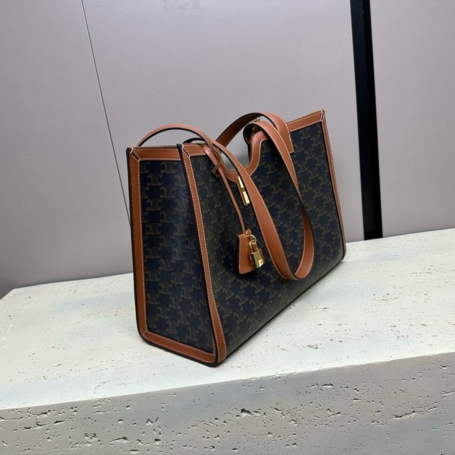 CELINE CABAS 16 IN TRIOMPHE CANVAS AND CALFSKIN 112583