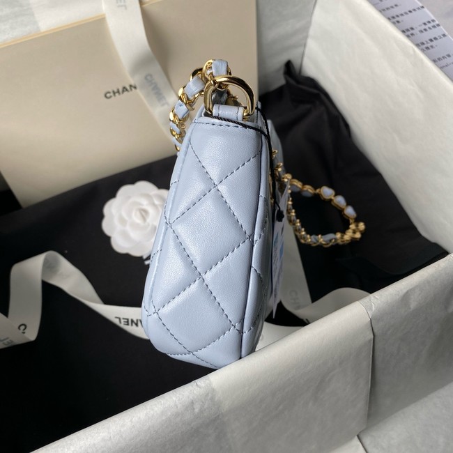 Chanel HOBO HANDBAG Lambskin & Gold-Tone Metal AS3786 light blue