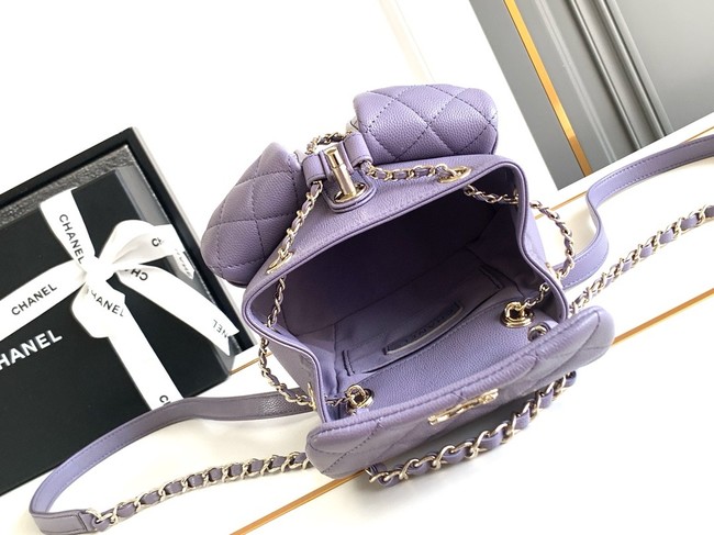 Chanel SMALL BACKPACK Calfskin & Gold-Tone Metal AS3787 Light Purple