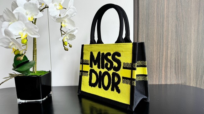 Small Dior Book Tote Two-Tone Green and Blue Miss Miss Dior Graffiti Embroidery M1265Z