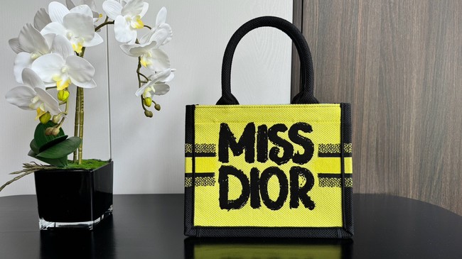 Small Dior Book Tote Two-Tone Green and Blue Miss Miss Dior Graffiti Embroidery M1265Z