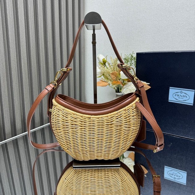 Prada Wicker and leather Prada Arque bag 1BC202 Natural