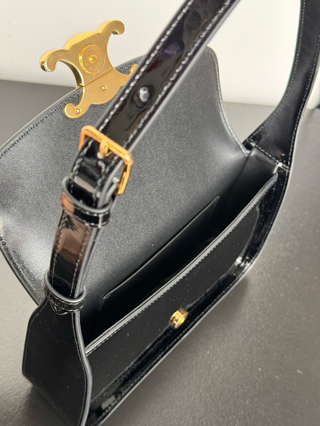 CELINE SHOULDER BAG TERENCE IN PATENT CALFSKIN 118313 black